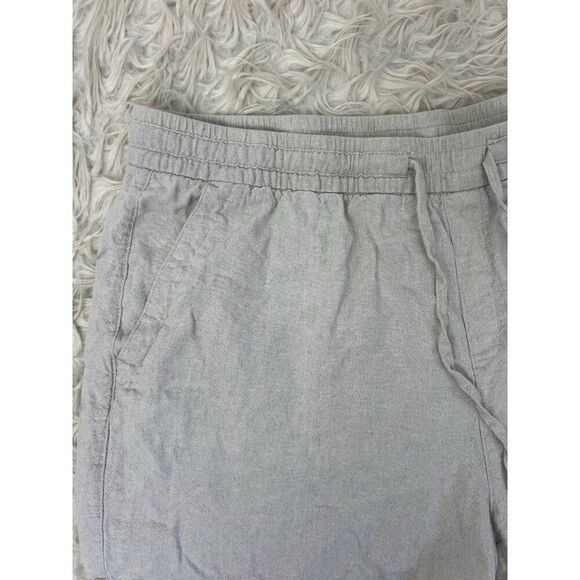 Old Navy XL Flax Linen Blend Pull On Elastic Tie Waist Shorts Oatmeal Casual - Picture 6 of 7